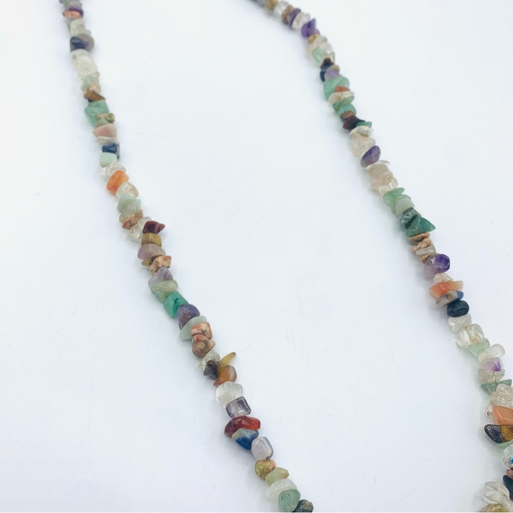 Vintage Gemstone Chip 30” Necklace – Mixed Crystal Chips – Boho Jewelry - Picture 4 of 8